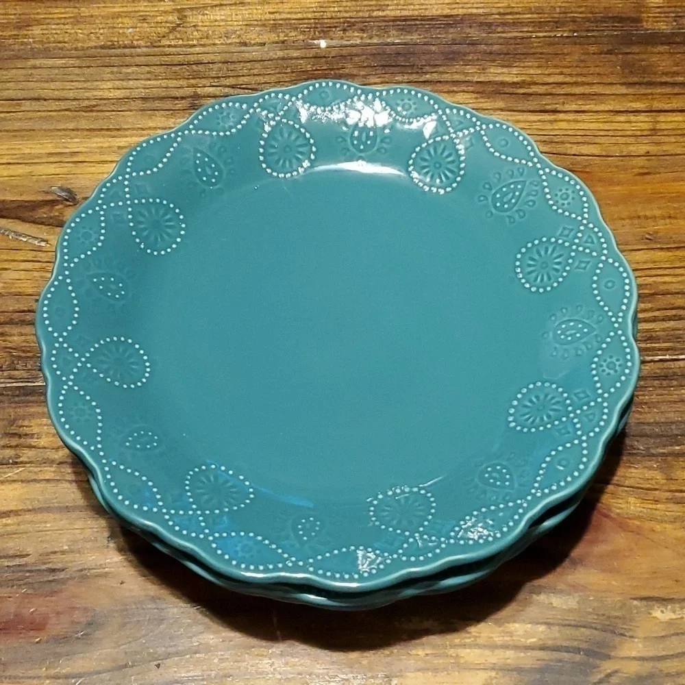 The Pioneer Woman Stoneware Teal Plates Set of 2 - Picture 2 of 5
